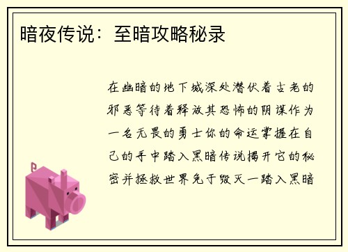 暗夜传说：至暗攻略秘录